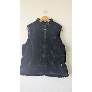 ORIGINAL Nicole Miller Black Faux Reversible Quilted‎ Vest  Women's Size L